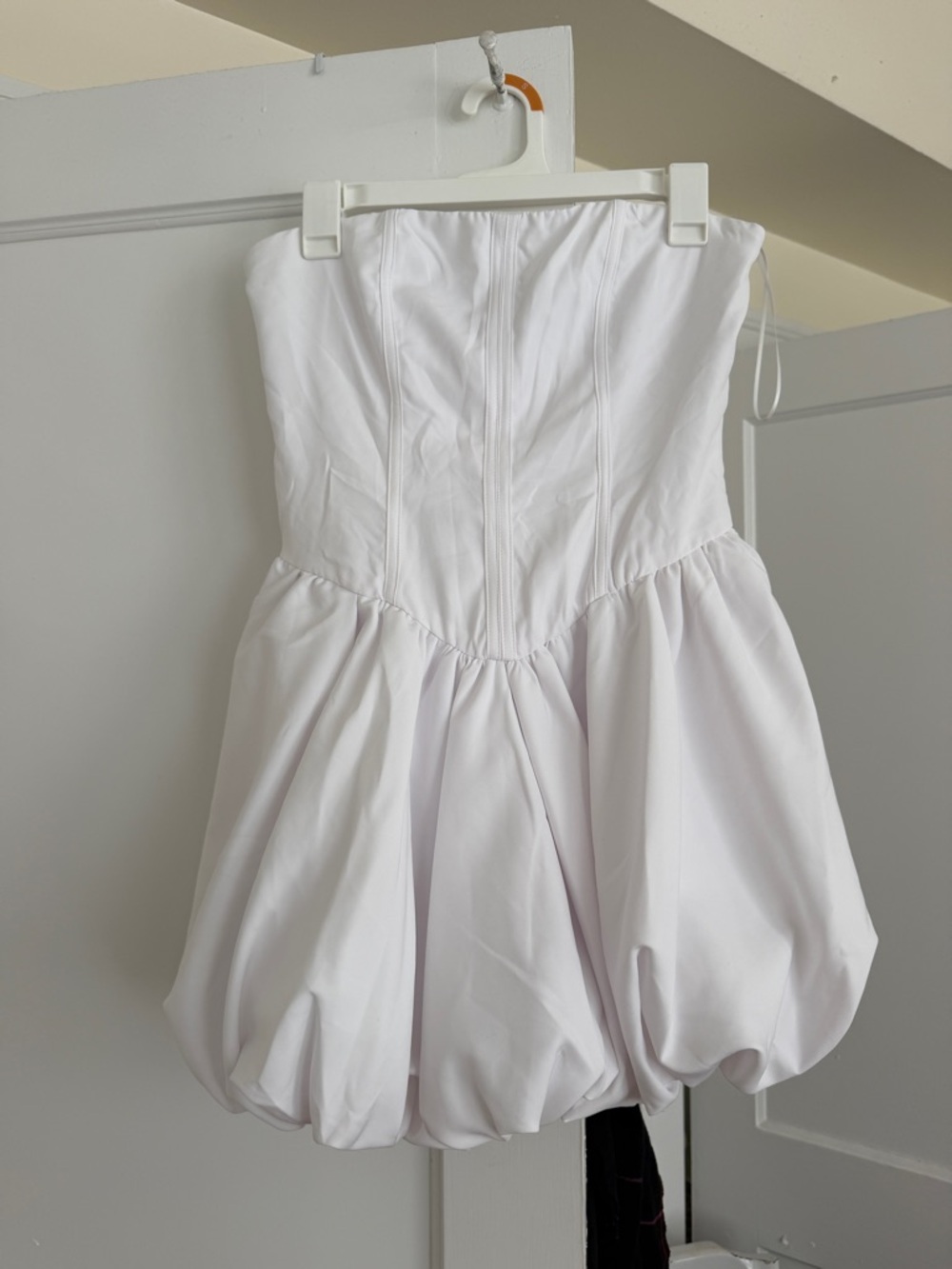 More to come - White Strapless Bubble Hem Mini Dress